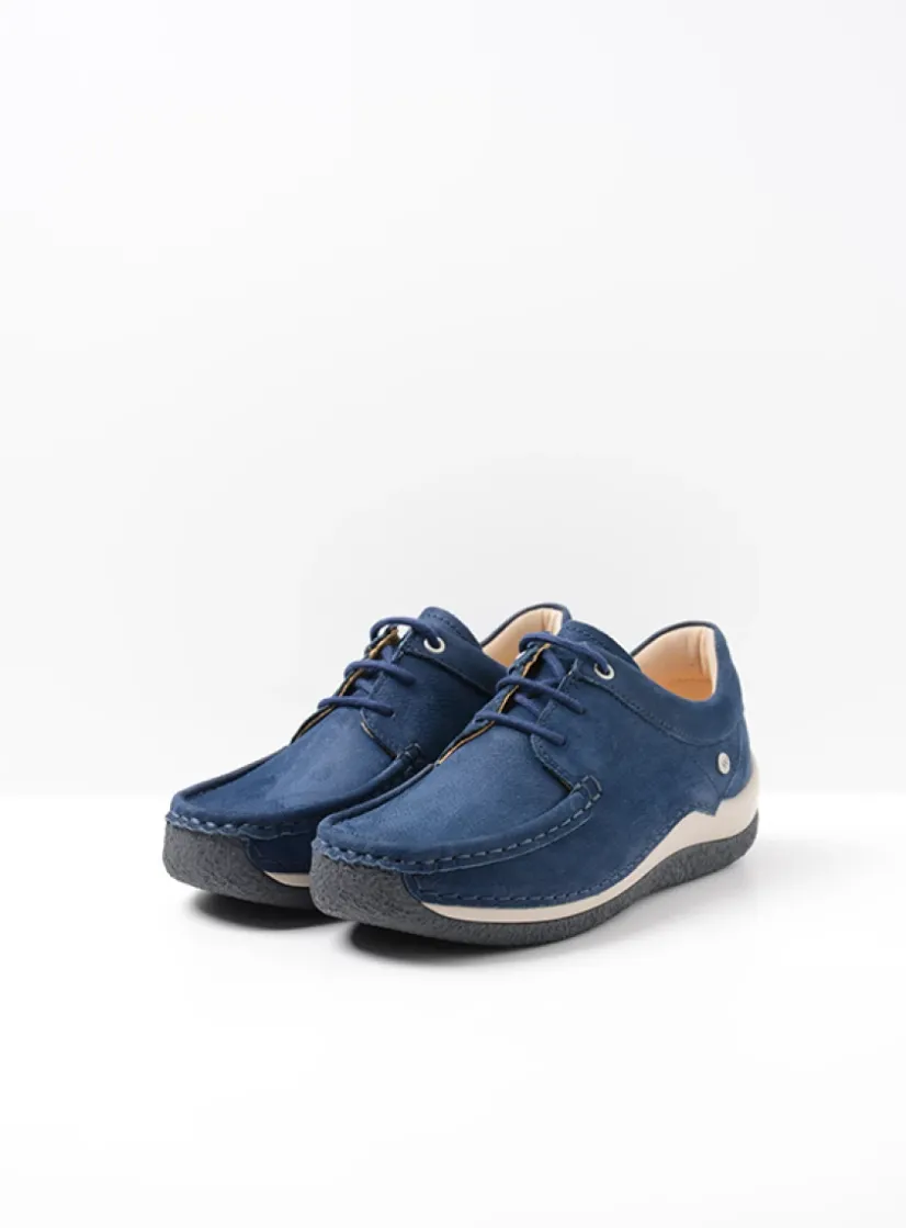 Wolky Celebration - denimblauw nubuck<DAMES Lage Veterschoenen|Sneakers