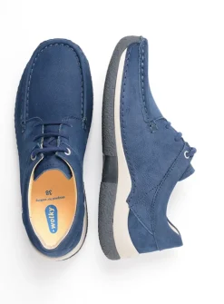 Wolky Celebration - denimblauw nubuck<DAMES Lage Veterschoenen|Sneakers