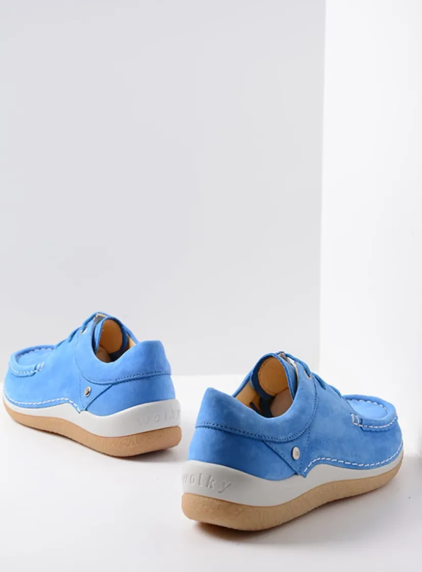 Wolky Celebration - hemelsblauw nubuck<DAMES Lage Veterschoenen|Sneakers