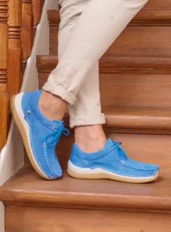 Wolky Celebration - hemelsblauw nubuck<DAMES Lage Veterschoenen|Sneakers