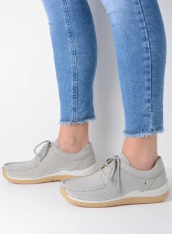 Wolky Celebration - lichtgrijs nubuck<DAMES Lage Veterschoenen|Sneakers