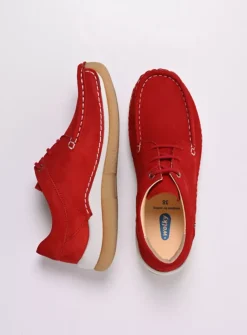 Wolky Celebration - rood nubuck<DAMES Lage Veterschoenen|Sneakers