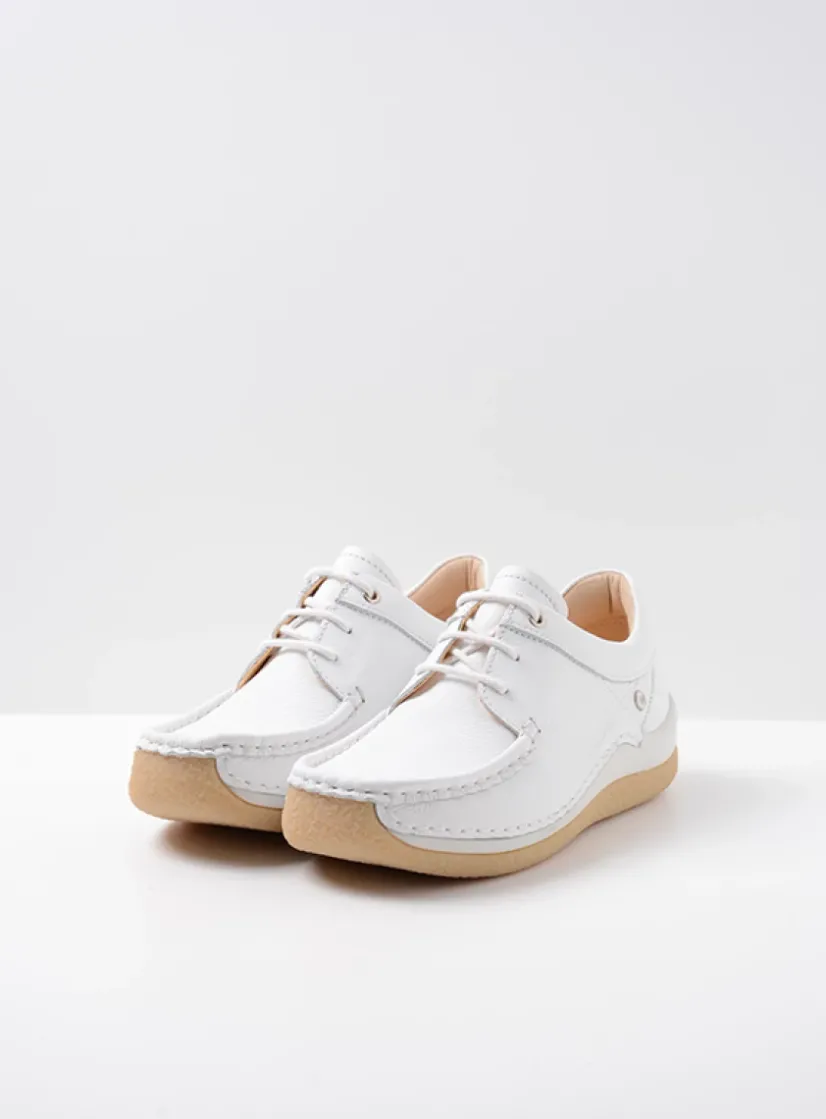 Wolky Celebration - wit leer<DAMES Lage Veterschoenen|Sneakers