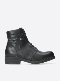Wolky Center - zwart leer<DAMES Veterlaarzen|Herfst/Winter