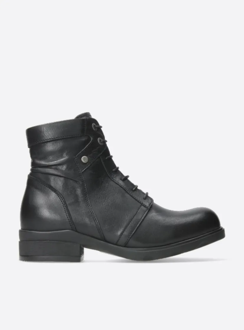 Wolky Center - zwart leer<DAMES Veterlaarzen|Herfst/Winter