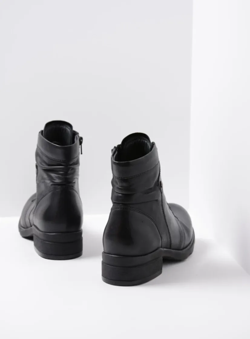 Wolky Center - zwart leer<DAMES Veterlaarzen|Herfst/Winter