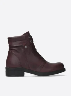 Wolky Center XW - bordeauxrood leer<DAMES Veterlaarzen|Biker Boots