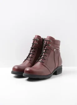 Wolky Center XW - bordeauxrood leer<DAMES Veterlaarzen|Biker Boots
