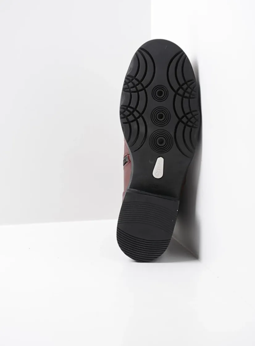 Wolky Center XW - bordeauxrood leer<DAMES Veterlaarzen|Biker Boots
