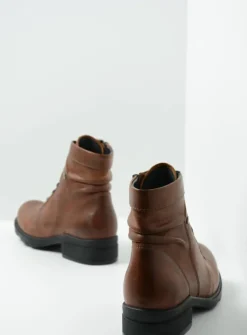 Wolky Center XW - cognac leder<DAMES Veterlaarzen|Biker Boots