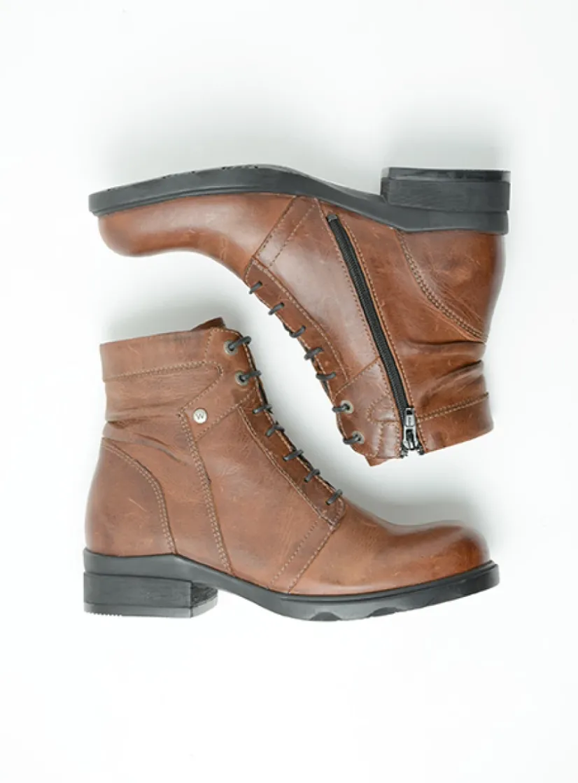 Wolky Center XW - cognac leder<DAMES Veterlaarzen|Biker Boots