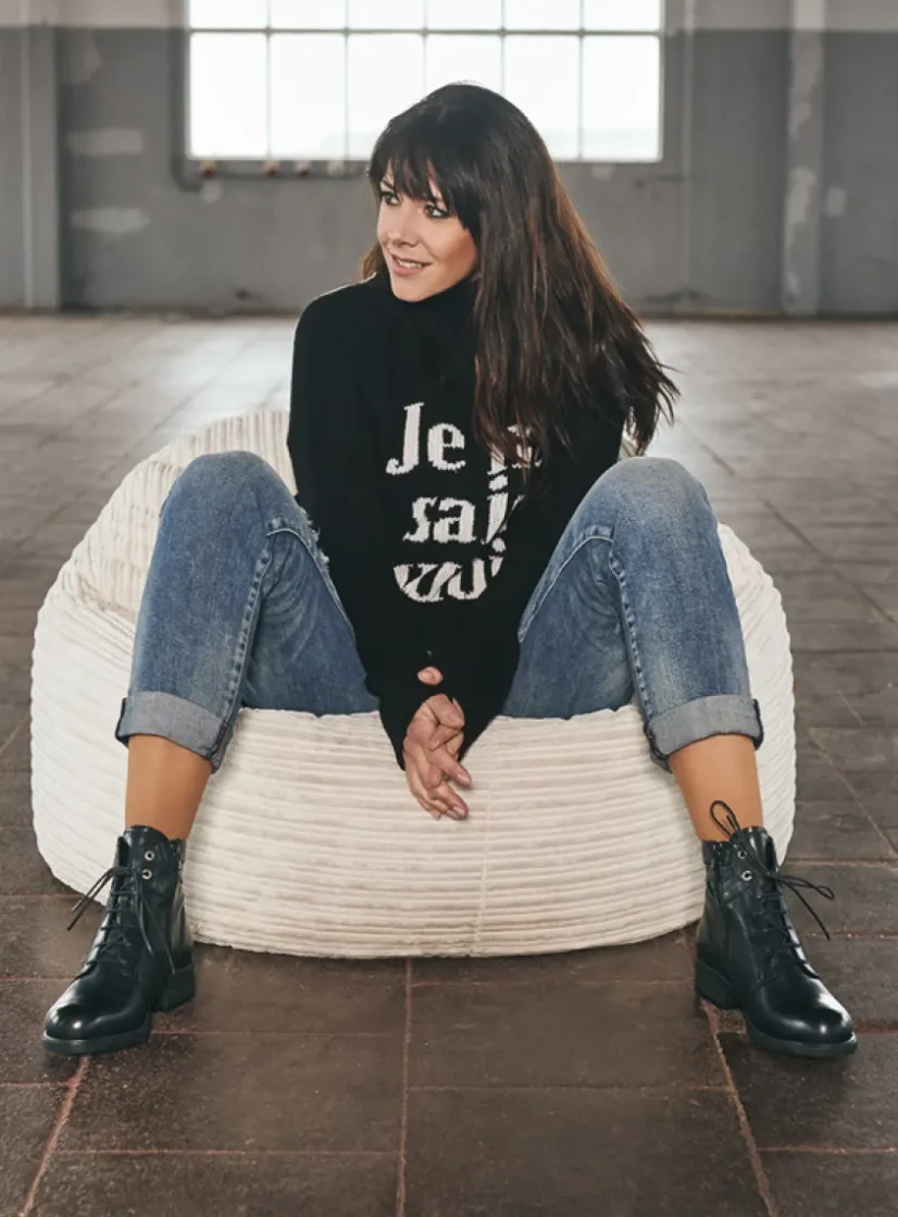 Wolky Center XW - zwart leer<DAMES Veterlaarzen|Biker Boots