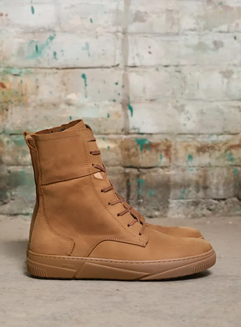 Wolky Check - cognac nubuck<DAMES Hoge Veterschoenen|Veterlaarzen
