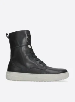Wolky Check - zwart leer<DAMES Hoge Veterschoenen|Veterlaarzen