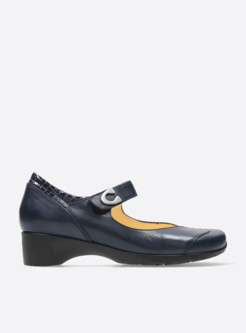 Wolky Chili - blauw leer<DAMES Herfst/Winter|Bandschoenen