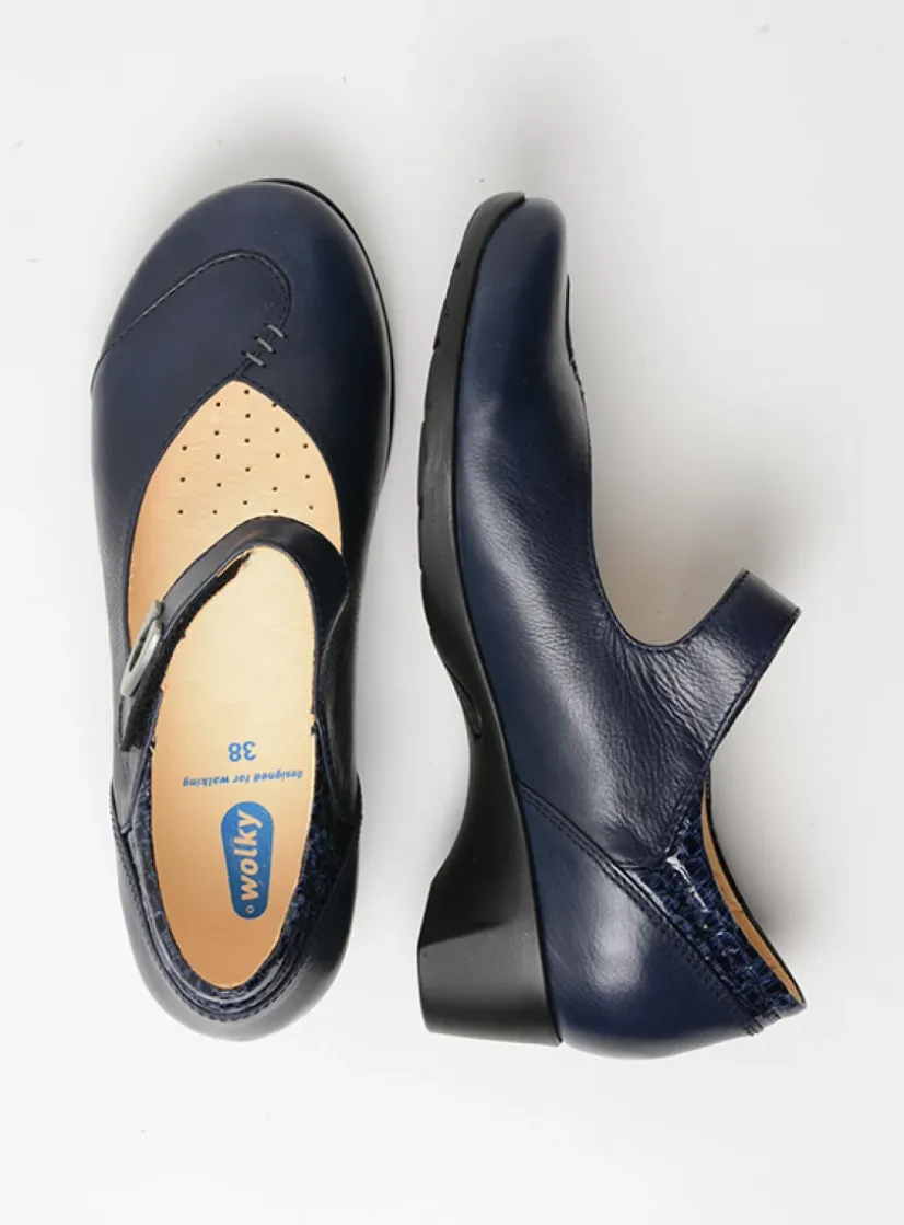 Wolky Chili - blauw leer<DAMES Herfst/Winter|Bandschoenen