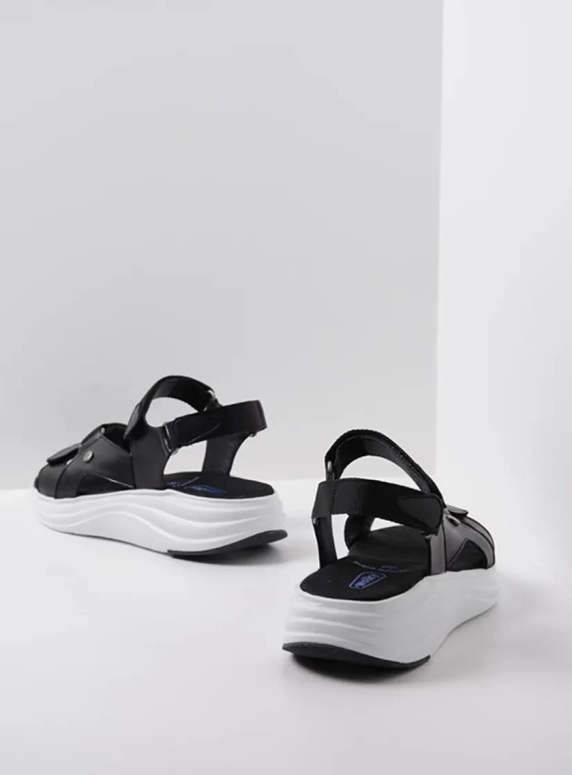 Wolky Cirro - zwart-wit leer<DAMES Sandalen