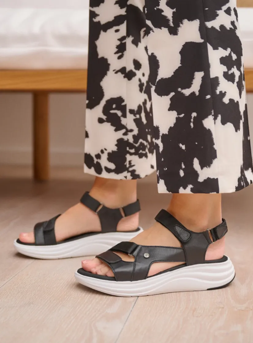 Wolky Cirro - zwart-wit leer<DAMES Sandalen