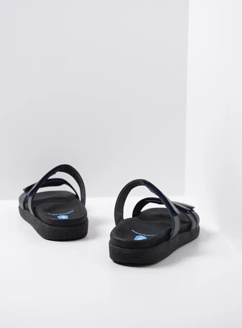 Wolky Cirrus - donkerblauw leer<DAMES Slippers