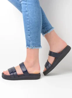 Wolky Cirrus - donkerblauw leer<DAMES Slippers