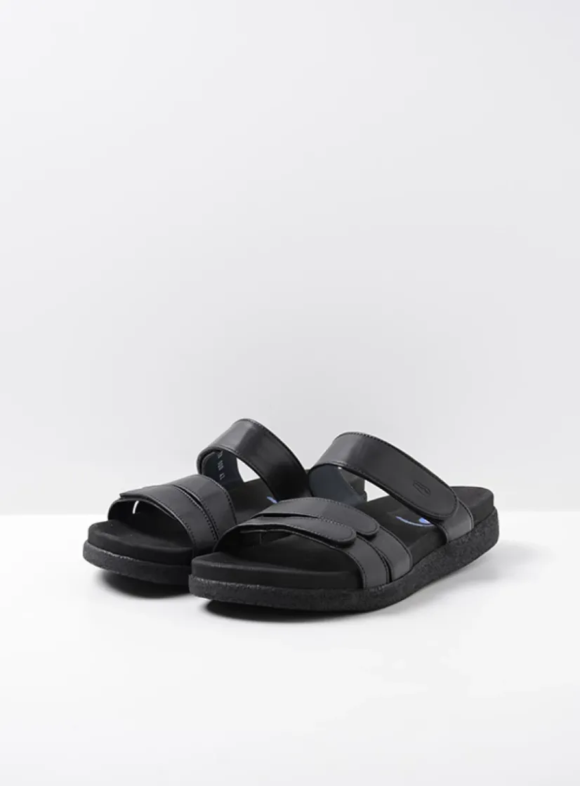 Wolky Cirrus men - zwart leer<Heren Slippers Heren