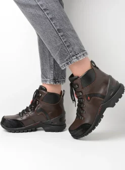 Wolky City Tracker WP - bruin leer<DAMES Hoge Veterschoenen|Wandelschoenen