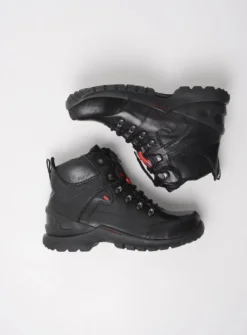 Wolky City Tracker WP - zwart leer<DAMES Hoge Veterschoenen|Wandelschoenen