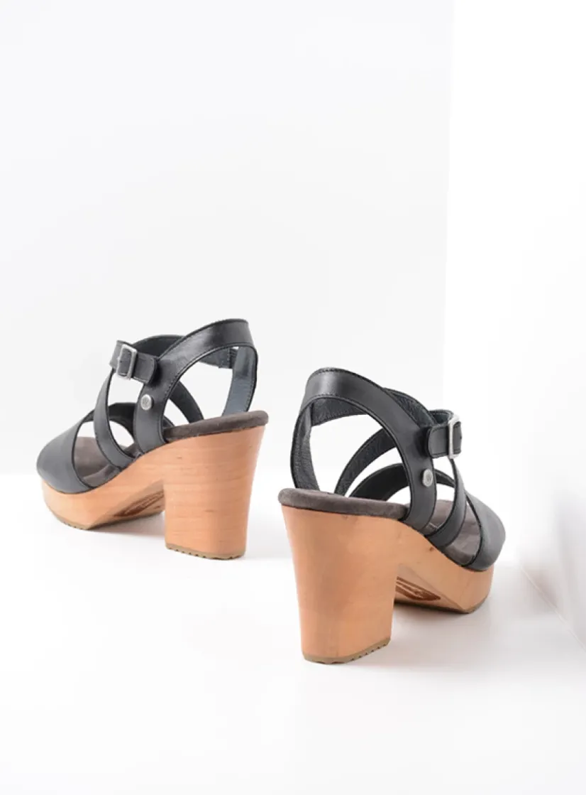 Wolky Cloudy - zwart leer<DAMES Sandalen
