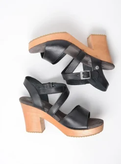 Wolky Cloudy - zwart leer<DAMES Sandalen