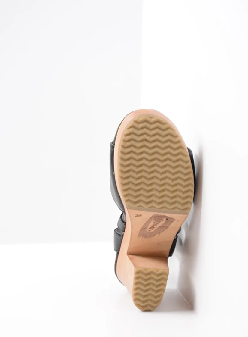 Wolky Cloudy - zwart leer<DAMES Sandalen