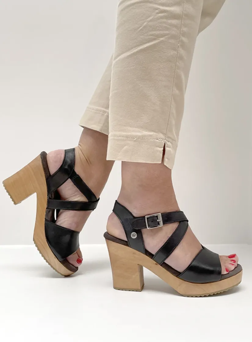 Wolky Cloudy - zwart leer<DAMES Sandalen