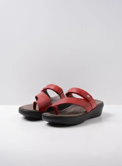 Wolky Collins - rood leer<DAMES Slippers