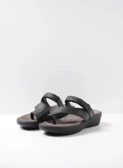 Wolky Collins - zwart leer<DAMES Slippers