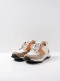 Wolky Comrie - beige/safari combi leer<DAMES Lage Veterschoenen|Wandelschoenen