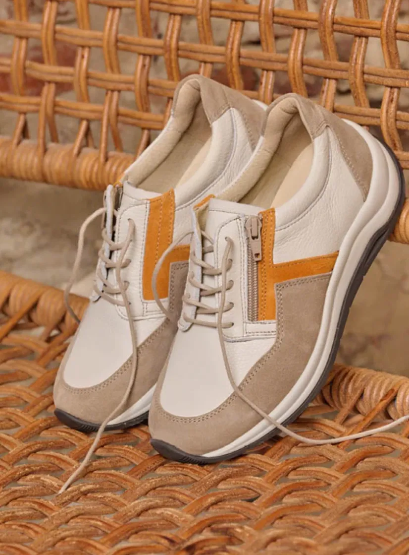 Wolky Comrie - beige/safari combi leer<DAMES Lage Veterschoenen|Wandelschoenen