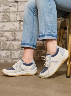 Wolky Comrie - gebroken wit/jeans leer<DAMES Lage Veterschoenen|Wandelschoenen