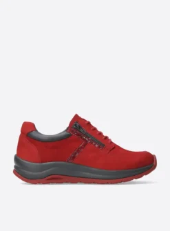 Wolky Comrie - rood combi leer<DAMES Lage Veterschoenen|Wandelschoenen