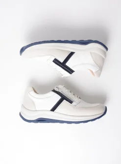 Wolky Comrie - wit/denim combi leer<DAMES Lage Veterschoenen|Wandelschoenen