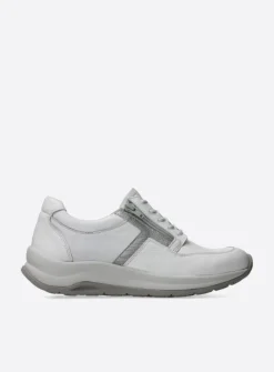Wolky Comrie - wit/zilver combi leer<DAMES Lage Veterschoenen|Wandelschoenen