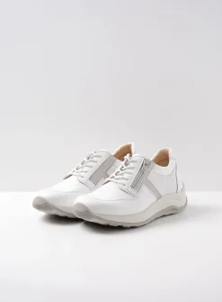 Wolky Comrie - wit/zilver combi leer<DAMES Lage Veterschoenen|Wandelschoenen