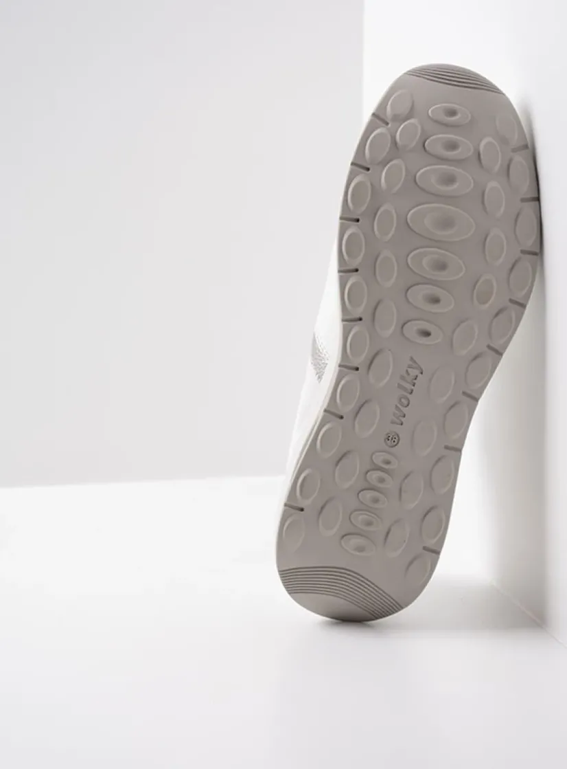 Wolky Comrie - wit/zilver combi leer<DAMES Lage Veterschoenen|Wandelschoenen
