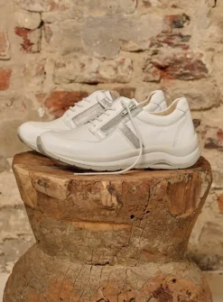 Wolky Comrie - wit/zilver combi leer<DAMES Lage Veterschoenen|Wandelschoenen