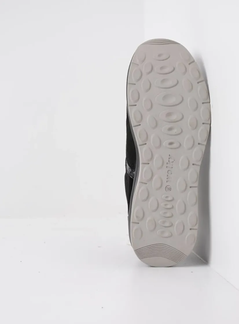 Wolky Comrie - zwart combi leer<DAMES Lage Veterschoenen|Wandelschoenen