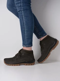 Wolky Cross - asfalt nubuck<DAMES Hoge Veterschoenen|Herfst/Winter