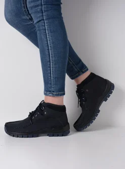 Wolky Cross - blauw nubuck<DAMES Hoge Veterschoenen|Herfst/Winter