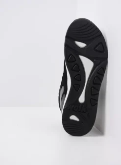 Wolky Crown S2F - zwart stretchleer<DAMES Hoge Veterschoenen|Wandelschoenen