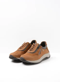 Wolky Cupar - cognac combi leer<DAMES Lage Veterschoenen|Sneakers