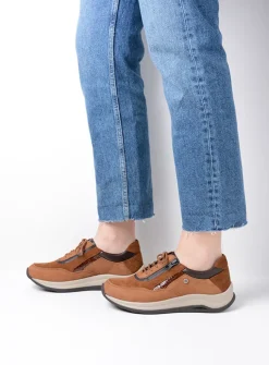 Wolky Cupar - cognac combi leer<DAMES Lage Veterschoenen|Sneakers