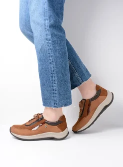 Wolky Cupar - cognac combi leer<DAMES Lage Veterschoenen|Sneakers