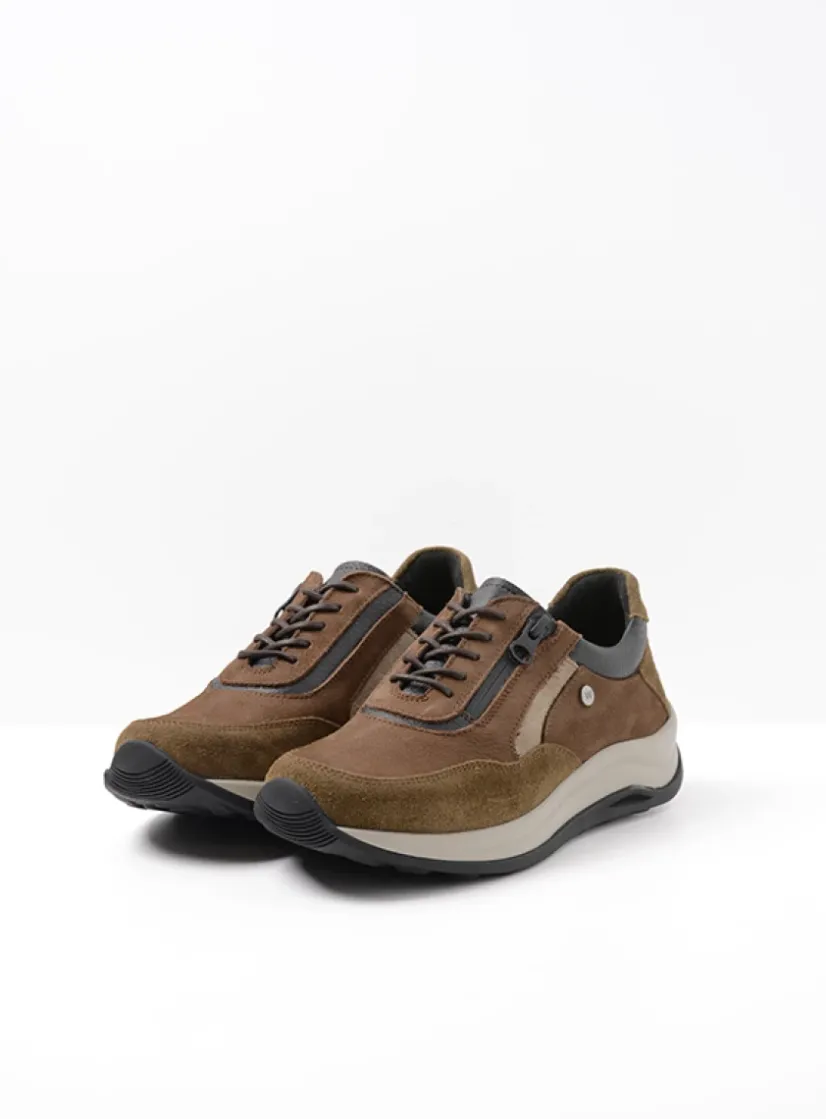 Wolky Cupar - taupe combi leer<DAMES Lage Veterschoenen|Wandelschoenen